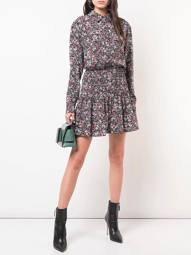 Floral Print Mini Shirt Dress