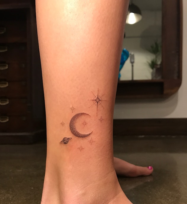 moon and stars tattoo, meaningful memorial tattoo ideas