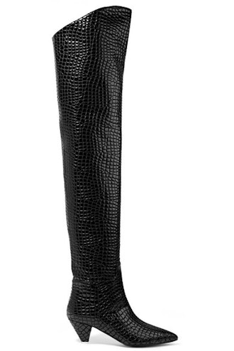 Attico Asia Croc-Effect Leather Over-The-Knee Boots