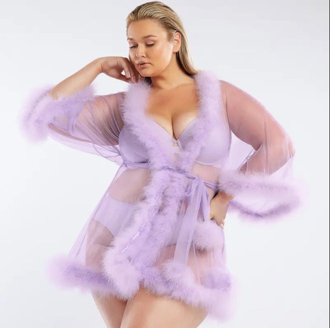 Sheer Marabou Short Robe