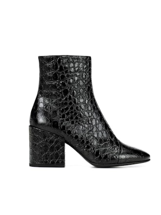 Croc-Embossed Leather Ankle Boots