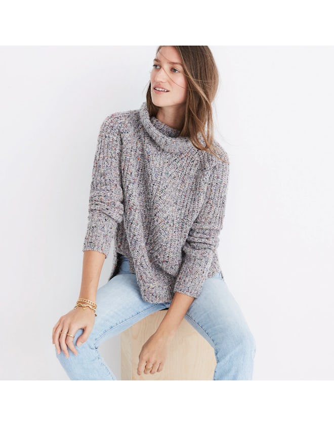 Colorfleck Ribbed Turtleneck Sweater