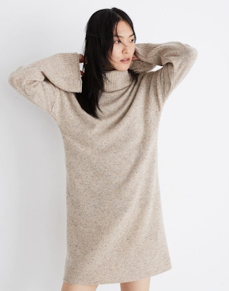 Bell-Sleeve Turtleneck Sweater-Dress