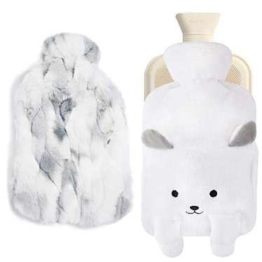 Hot Water Bottle with Fleece Cover