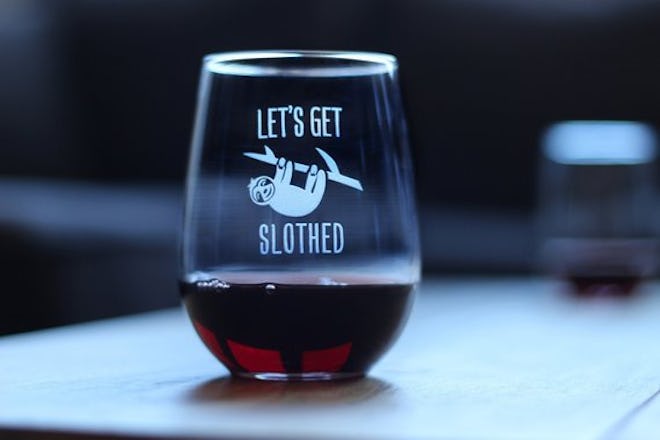 Let’s Get Slothed Wine Glass