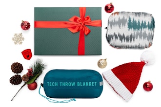Puffy Travel Pillow and Tech Throw Travel Blanket 