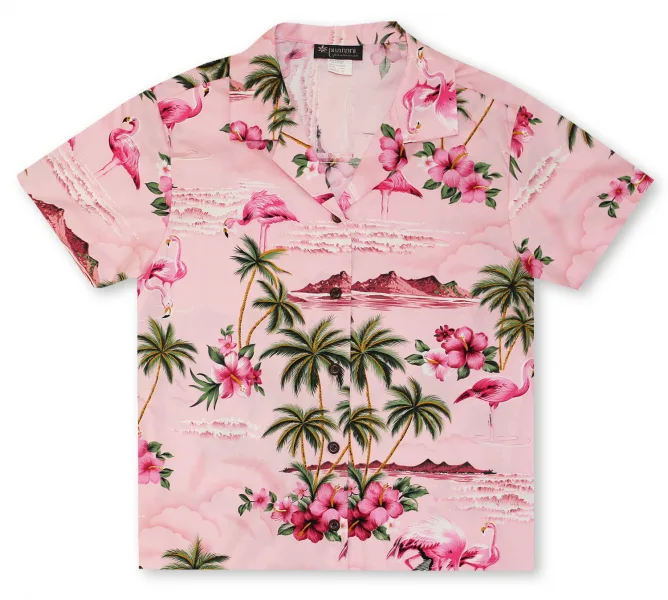 Flamingos Tropical Islands Aloha Shirt