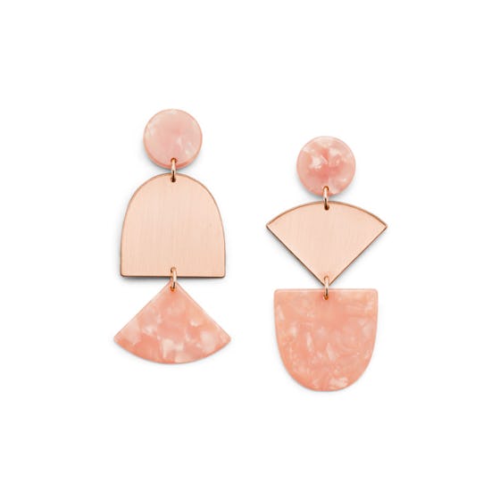 Iridescent Rose Gold-Tone Brass Earrings