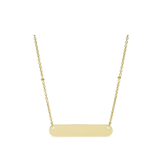 Engraveable Plaque Gold-Tone Stainless Steel Necklace