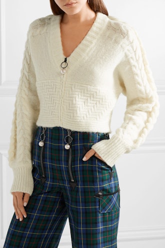 Cropped Cable-Knit Wool-Blend Cardigan