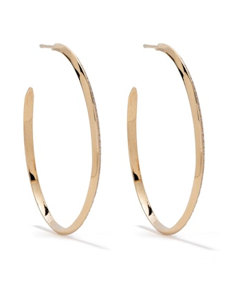 18kt Yellow Gold Diamond Knife Edge Hoops