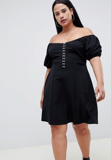 ASOS DESIGN Curve mini skater dress with hook and eye detail