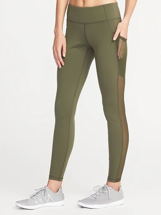 olive green mesh leggings