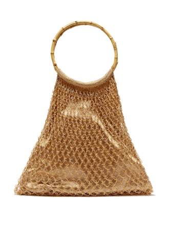 Aphrodite Bamboo-Handle Beaded Crochet Bag 