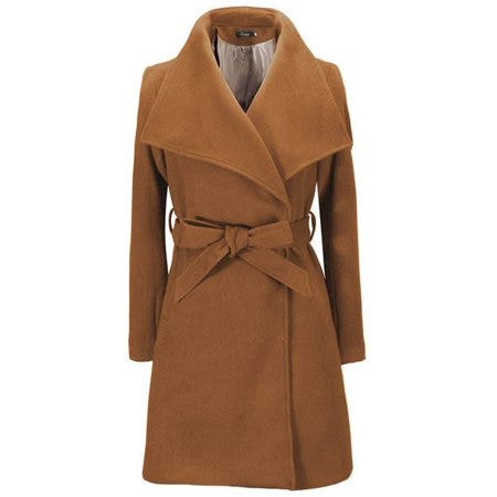 Women's Lapel Knee-Length Slim Trench Wool Coat with Belt Overcoat