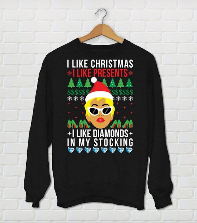 Unisex Cardi B Christmas Sweater "I Like Christmas, I Like Presents, I Like Diamonds In My Stocking"