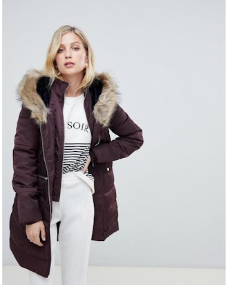 Oasis Longline Parka In Burgundy