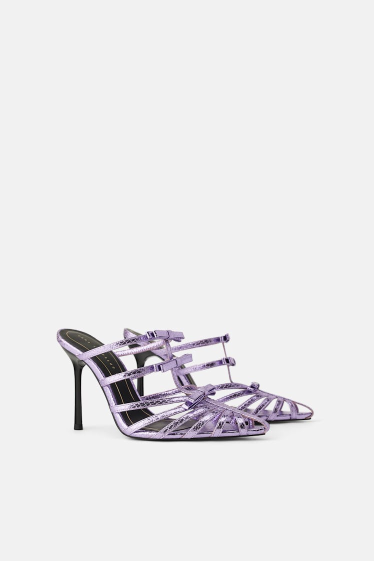 LILAC POINTED HIGH HEELED SANDALS