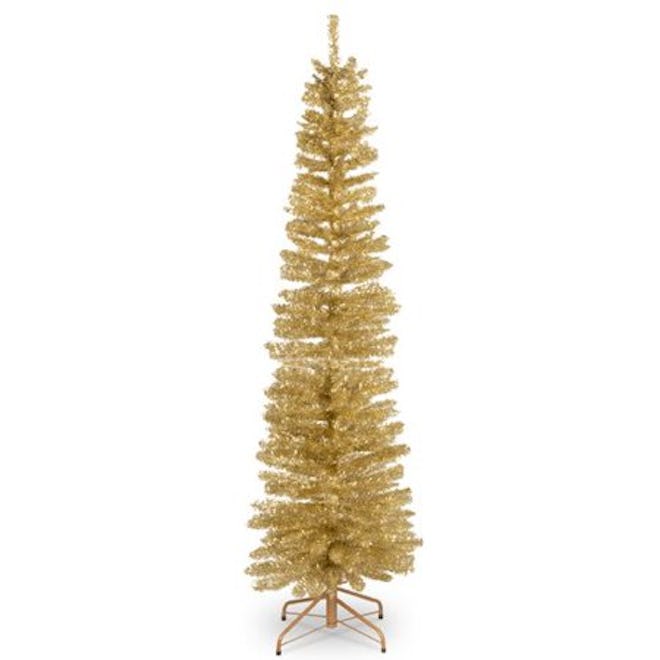 National Tree Co. Tinsel Trees 6' Champagne Tree Artificial Christmas Unlit with Stand
