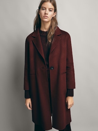 Solid-Coloured Wool Coat 