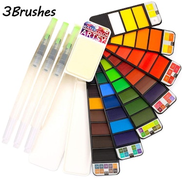 Artsy Watercolor Paint Set – 42 Assorted Colors with 3 Brushes