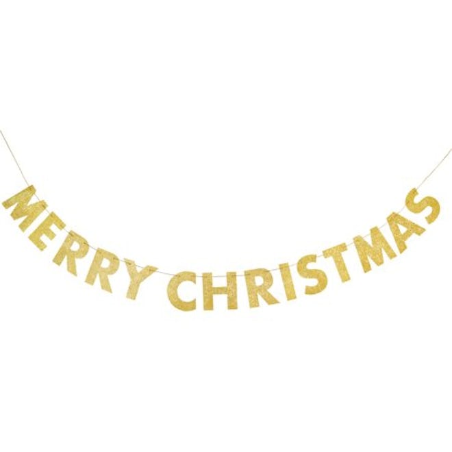 Glitter Merry Christmas Banner, 9ft, Gold, 1ct