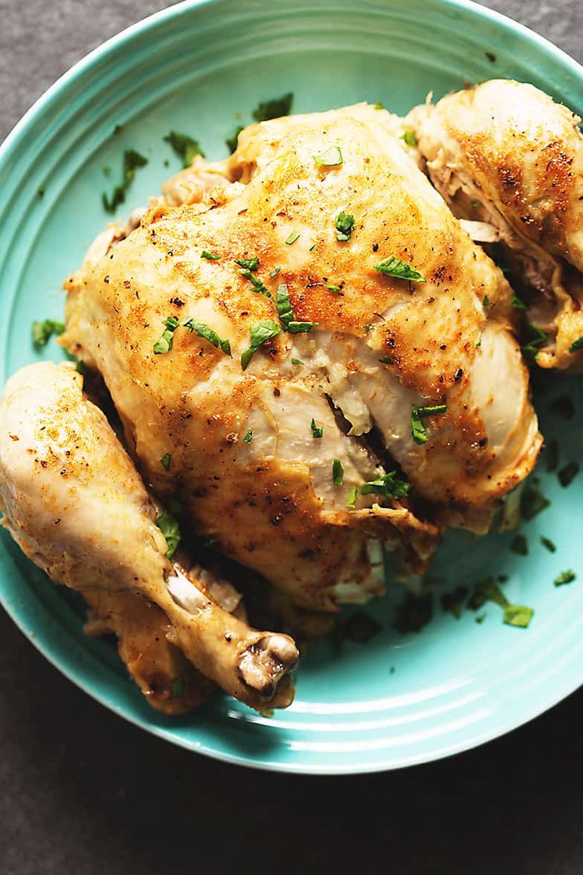 aerial view of roasted chicken