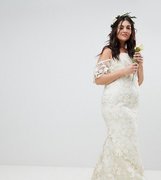 ASOS EDITION Curve Floral Lace Bandeau Maxi Wedding Dress