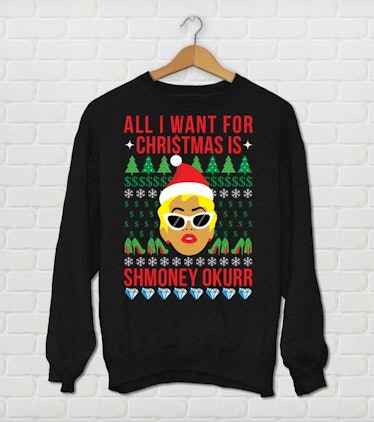 Unisex Cardi B Christmas Sweater All I Want For Christmas Is Smoney Okurr" Cardi B Holiday Sweater 