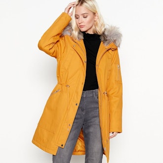 The Collection Mustard Yellow Faux Fur Lined Parka