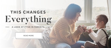 Banner "this changes everything" read more about ptsd in parents