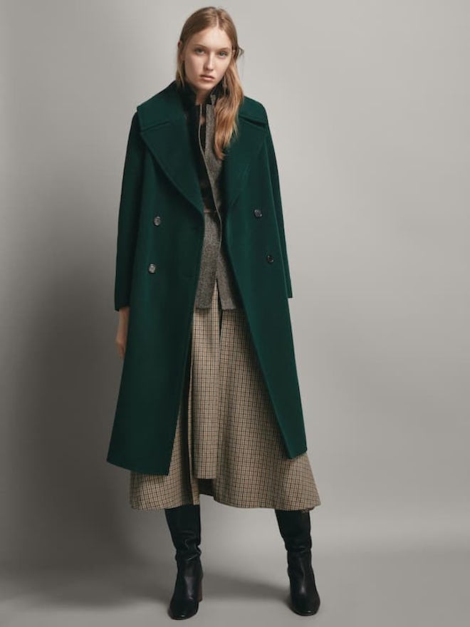 Wool Coat With Belt Detail 