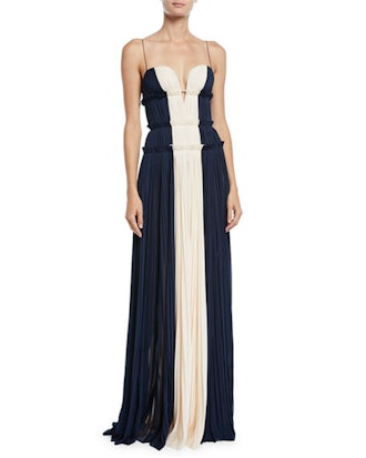 Strappy Sweetheart Two-Tone Silk Gown