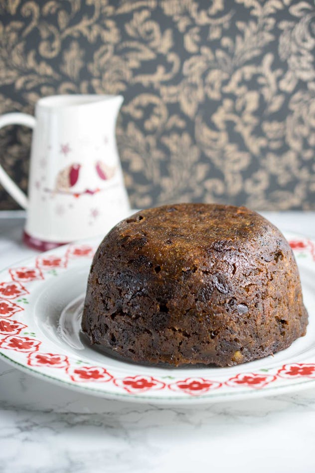 christmas pudding on plate