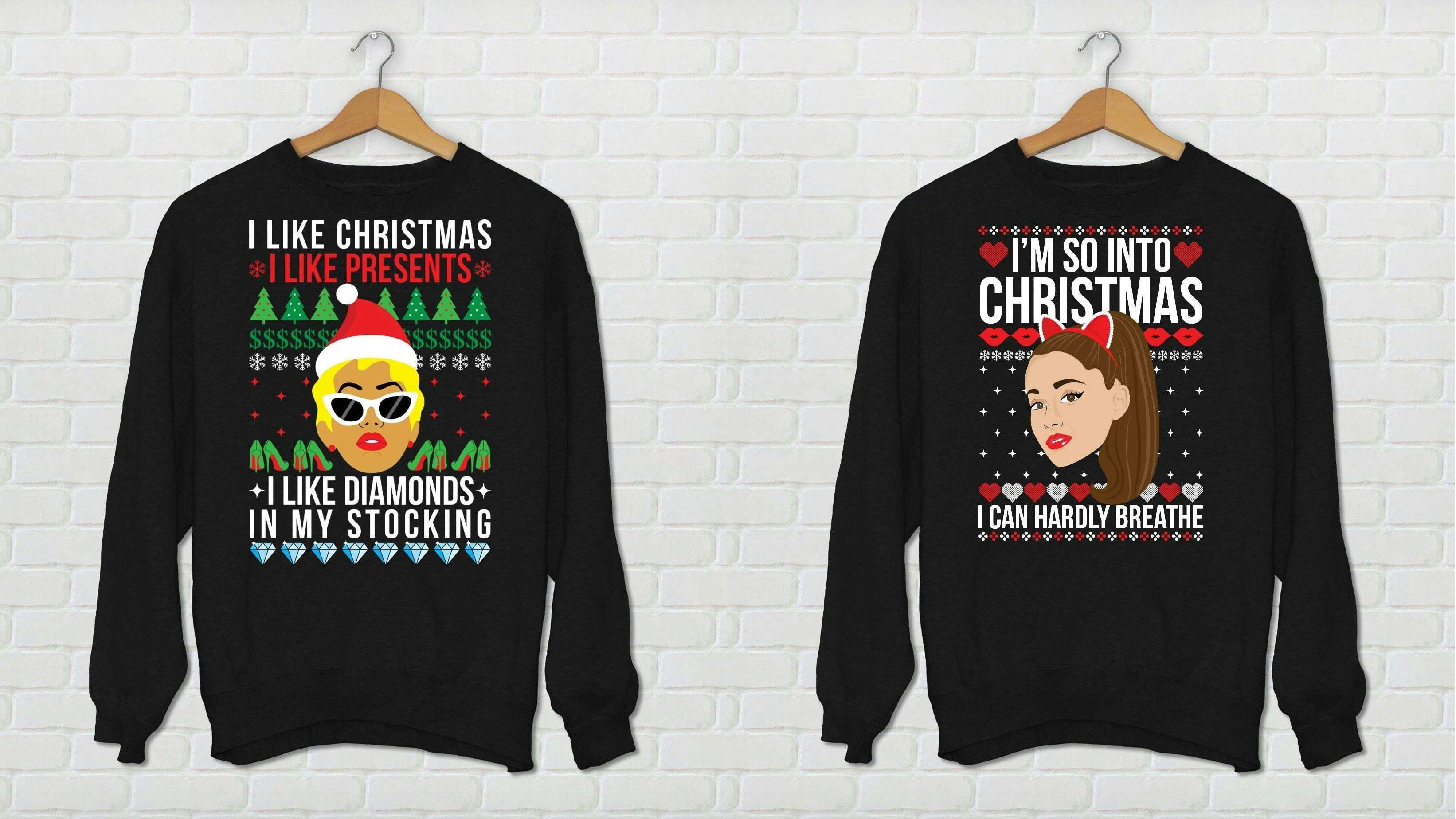 Happy elfin holiday shop sweater ariana grande