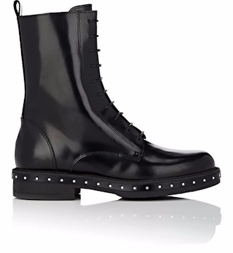 Stud-Detailed Spazzalato Leather Combat Boots