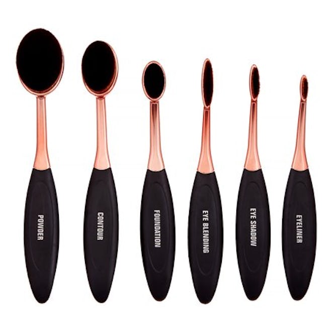 Premium Oval Makeup Brush Set, 6 Pieces