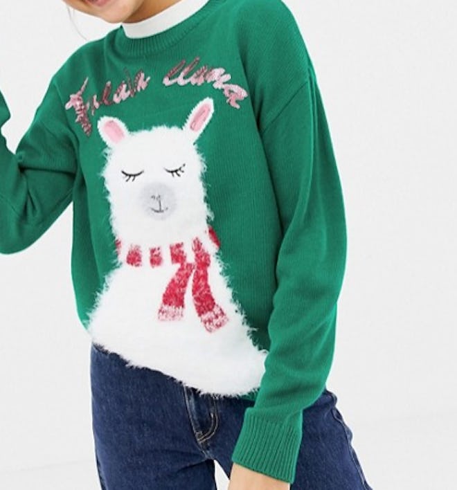 Llama Print Christmas Sweater