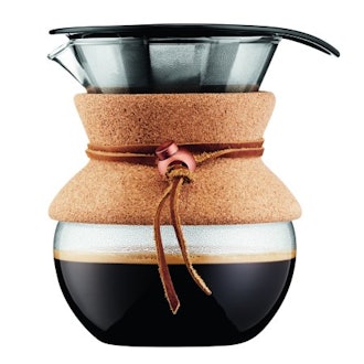 Bodum POUR OVER Coffee Maker with Permanent Filter, Cork Band, 0.5 L, 17 Oz, 4 Cups