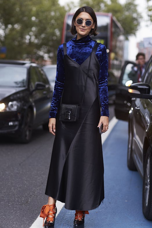 Mock Neck Black Turtleneck Layered Outfit How To Style A Silk Slip