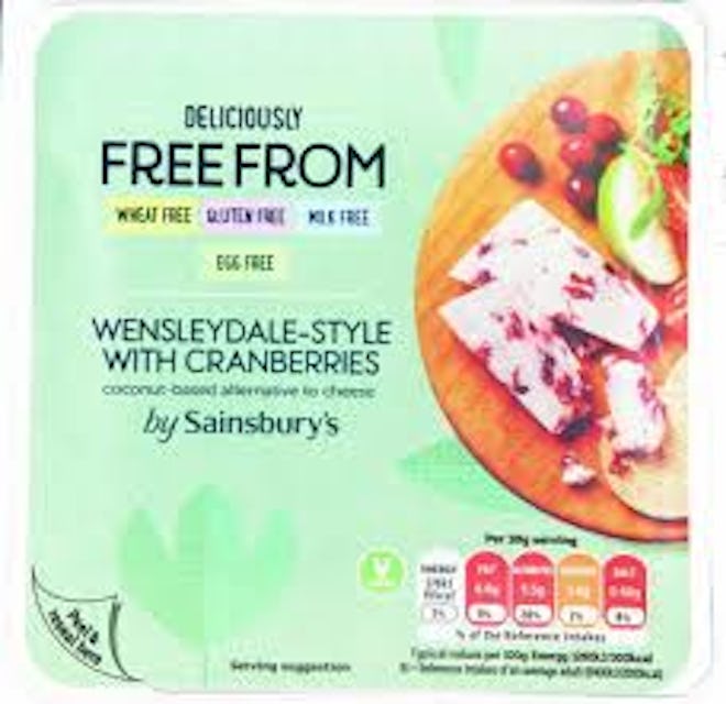 Sainsbury's Deliciously Free From Wensleydale-Style With Cranberry 