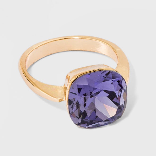 Solitaire Purple Glass Ring