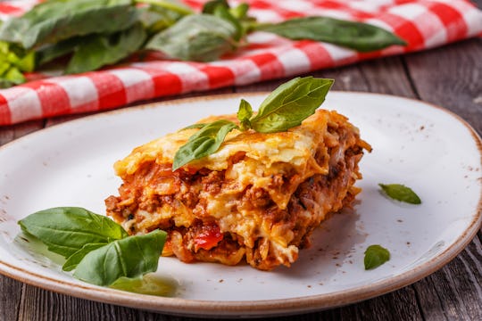 A piece of lasagna as one of the 18 Christmas Eve crock-pot recipes