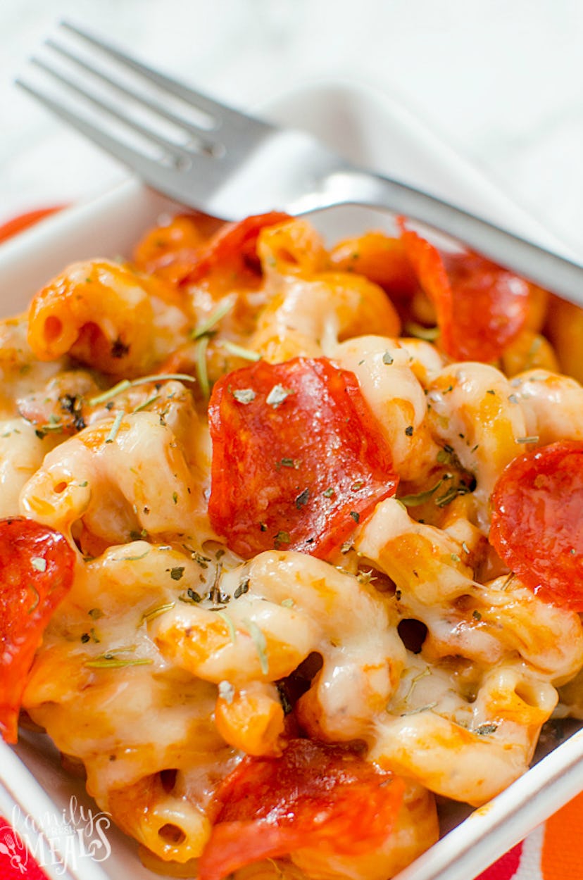 Image of pasta with cheese and pepperoni