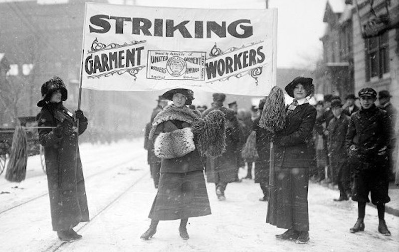 Striking female garment workers and labor organizers inspired what later became Women's History Mont...