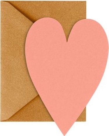 Coral Heart Cards with Antique Gold Envelopes, Set of 10
