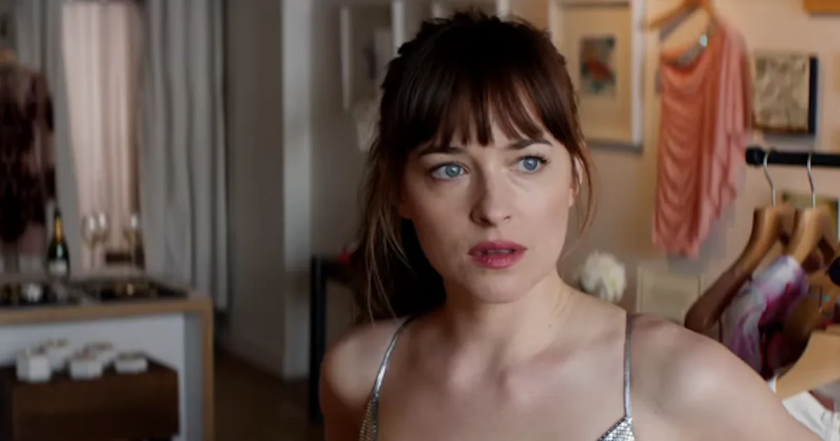 anastasia steele silver dress fifty shades freed Fifty Shades Freed Ana's Wedding Dress Elle Interview With Monique Lhuillier 50 SHADES GIRL PORTLAND