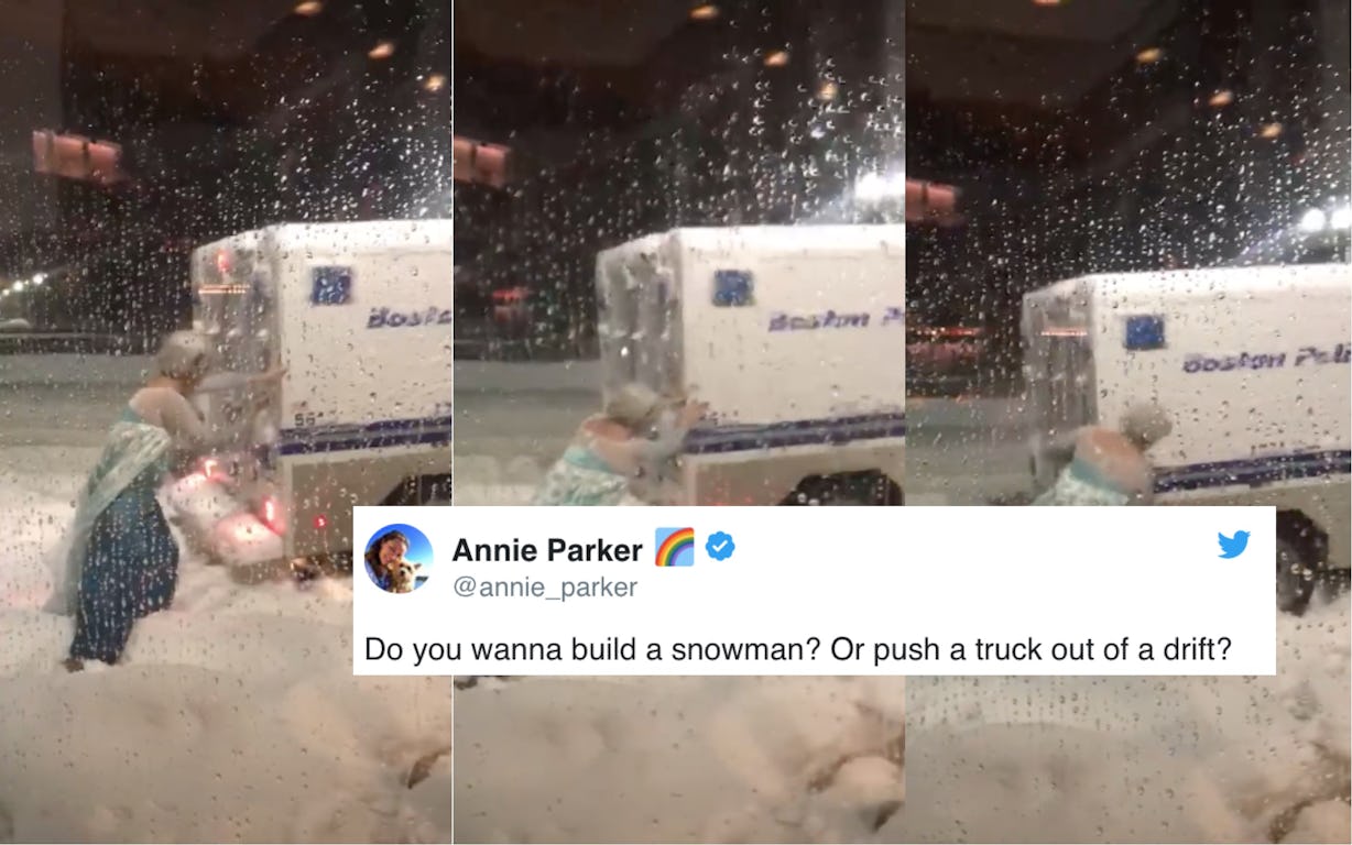 This Video Of A Man Dressed As Elsa Singlehandedly Shoving A Boston