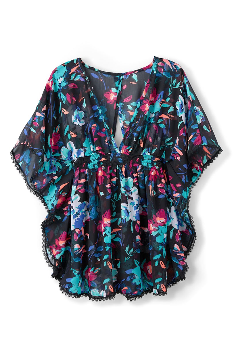Time and Tru Open Back Printed Chiffon Swim Cover-Up