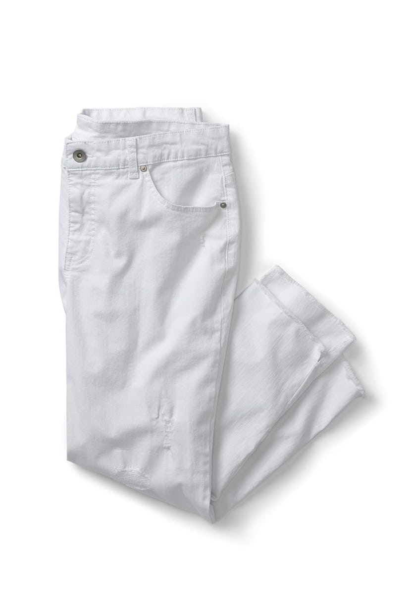 Terra & Sky Destructed White Jean with Step Hem